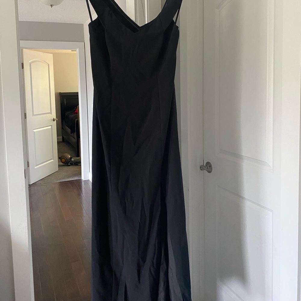 Black off the shoulder bridesmaid dress
